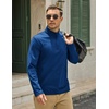 COOFANDY Mens Quarter Zip Pullover Long Sleeve Golf Shirt Fleece Sweatshirt(Dark Blue)