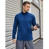 COOFANDY Mens Quarter Zip Pullover Long Sleeve Golf Shirt Fleece Sweatshirt(Dark Blue)