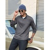 COOFANDY Mens Quarter Zip Pullover Long Sleeve Golf Shirt Fleece Sweatshirt(Deep Gray)