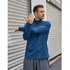 COOFANDY Mens Quarter Zip Pullover Long Sleeve Golf Shirt Fleece Sweatshirt(Denim Blue)