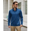COOFANDY Mens Quarter Zip Pullover Long Sleeve Golf Shirt Fleece Sweatshirt(Denim Blue)