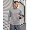 COOFANDY Mens Quarter Zip Pullover Long Sleeve Golf Shirt Fleece Sweatshirt(Light Gray)