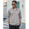 COOFANDY Mens Quarter Zip Pullover Long Sleeve Golf Shirt Fleece Sweatshirt(Light Gray)