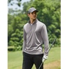 COOFANDY Mens Quarter Zip Pullover Long Sleeve Golf Shirt Fleece Sweatshirt(Light Gray)
