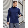 COOFANDY Mens Quarter Zip Pullover Long Sleeve Golf Shirt Fleece Sweatshirt(Navy Blue)