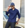 COOFANDY Mens Quarter Zip Pullover Long Sleeve Golf Shirt Fleece Sweatshirt(Navy Blue)