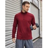 COOFANDY Mens Quarter Zip Pullover Long Sleeve Golf Shirt Fleece Sweatshirt(Wine Red)