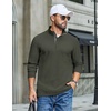 COOFANDY Mens T-Shirt Quarter Button Pullover Casual Long Sleeve Sweatshirt(Army Green)