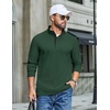 COOFANDY Mens T-Shirt Quarter Button Pullover Casual Long Sleeve Sweatshirt(Dark Green)