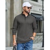 COOFANDY Mens T-Shirt Quarter Button Pullover Casual Long Sleeve Sweatshirt(Dark Grey)