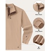 COOFANDY Mens T-Shirt Quarter Button Pullover Casual Long Sleeve Sweatshirt(Khaki)