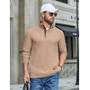 COOFANDY Mens T-Shirt Quarter Button Pullover Casual Long Sleeve Sweatshirt(Khaki)