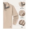 COOFANDY Mens T-Shirt Quarter Button Pullover Casual Long Sleeve Sweatshirt(Light Khaki)
