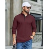 COOFANDY Mens T-Shirt Quarter Button Pullover Casual Long Sleeve Sweatshirt(Wine Red)