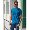 COOFANDY Mens V Neck T-Shirts Short Sleeve Stretch Casual Classic Basic Tee Soft Undershirts(Blue-1 Pack)