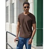 COOFANDY Mens V Neck T-Shirts Short Sleeve Stretch Casual Classic Basic Tee Soft Undershirts(Brown-1 Pack)