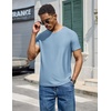 COOFANDY Mens V Neck T-Shirts Short Sleeve Stretch Casual Classic Basic Tee Soft Undershirts(Light Bue-1 Pack)