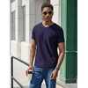COOFANDY Mens V Neck T-Shirts Short Sleeve Stretch Casual Classic Basic Tee Soft Undershirts(Navy Blue-1 Pack)