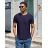 COOFANDY Mens V Neck T-Shirts Short Sleeve Stretch Casual Classic Basic Tee Soft Undershirts(Navy Blue-1 Pack)