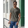 COOFANDY Mens V Neck T-Shirts Short Sleeve Stretch Casual Classic Basic Tee Soft Undershirts(Olive Green-1 Pack)