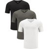 COOFANDY Mens V Neck T-Shirts Short Sleeve Stretch Casual Classic Basic Tee Soft Undershirts(White/Black/Olive Green-3 Pack)
