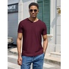 COOFANDY Mens V Neck T-Shirts Short Sleeve Stretch Casual Classic Basic Tee Soft Undershirts(Wine Red-1 Pack)