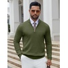 COOFANDY Quarter Zip Pullover Men 1/4 Zip Sweaters Business Casual Sweater(Army Green)