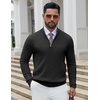 COOFANDY Quarter Zip Pullover Men 1/4 Zip Sweaters Business Casual Sweater(Black)