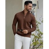 COOFANDY Quarter Zip Pullover Men 1/4 Zip Sweaters Business Casual Sweater(Caramel)