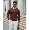 COOFANDY Quarter Zip Pullover Men 1/4 Zip Sweaters Business Casual Sweater(Caramel)