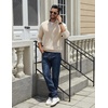 COOFANDY Quarter Zip Pullover Men 1/4 Zip Sweaters Business Casual Sweater(Champagne)
