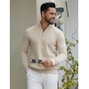 COOFANDY Quarter Zip Pullover Men 1/4 Zip Sweaters Business Casual Sweater(Champagne)