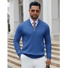COOFANDY Quarter Zip Pullover Men 1/4 Zip Sweaters Business Casual Sweater(Denim Blue)