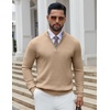 COOFANDY Quarter Zip Pullover Men 1/4 Zip Sweaters Business Casual Sweater(Khaki)