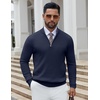 COOFANDY Quarter Zip Pullover Men 1/4 Zip Sweaters Business Casual Sweater(Navy Blue)