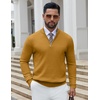 COOFANDY Quarter Zip Pullover Men 1/4 Zip Sweaters Business Casual Sweater(Turmeric)