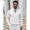 COOFANDY Quarter Zip Pullover Men 1/4 Zip Sweaters Business Casual Sweater(White)