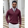 COOFANDY Quarter Zip Pullover Men 1/4 Zip Sweaters Business Casual Sweater(Wine Red)