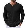 COOFANDY Henley Shirts for Men Casual T-Shirts Henley Long Sleeve Shirts(All Black)