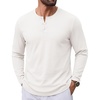 COOFANDY Henley Shirts for Men Casual T-Shirts Henley Long Sleeve Shirts(White)