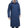 COOFANDY Long Rain Coats for Men Waterproof Trench Jacket with Hood(Blue)