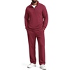 COOFANDY Men’s 2 Piece Tracksuit Set Quarter Zip Sweatsuit Athletic Outfits(Burgundy)