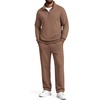 COOFANDY Men’s 2 Piece Tracksuit Set Quarter Zip Sweatsuit Athletic Outfits(Coffee Brown)
