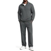 COOFANDY Men’s 2 Piece Tracksuit Set Quarter Zip Sweatsuit Athletic Outfits(Dark Grey)