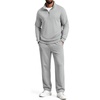 COOFANDY Men’s 2 Piece Tracksuit Set Quarter Zip Sweatsuit Athletic Outfits(Light Heather Grey)