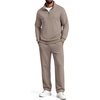 COOFANDY Men’s 2 Piece Tracksuit Set Quarter Zip Sweatsuit Athletic Outfits(Taupe Grey)
