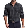 COOFANDY Men’s Dress Shirts Long Sleeve Casual Button Down Shirt Solid Regular Fit Formal Business Shirts(Black-white Geometry)