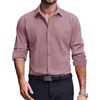COOFANDY Men’s Dress Shirts Long Sleeve Casual Button Down Shirt Solid Regular Fit Formal Business Shirts(Lotus Pink)