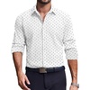 COOFANDY Men’s Dress Shirts Long Sleeve Casual Button Down Shirt Solid Regular Fit Formal Business Shirts(White-star)