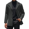 COOFANDY Mens Pea Coat Single Breasted Peacoat Winter Short Trench Coat(Dark Grey)